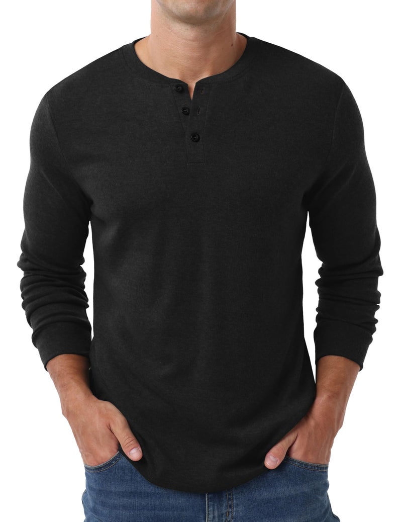 Sailwind Men's Henley Shirts Long Sleeve Casual Classic T-Shirts Button Henley Pullover Tee Black - Image 4