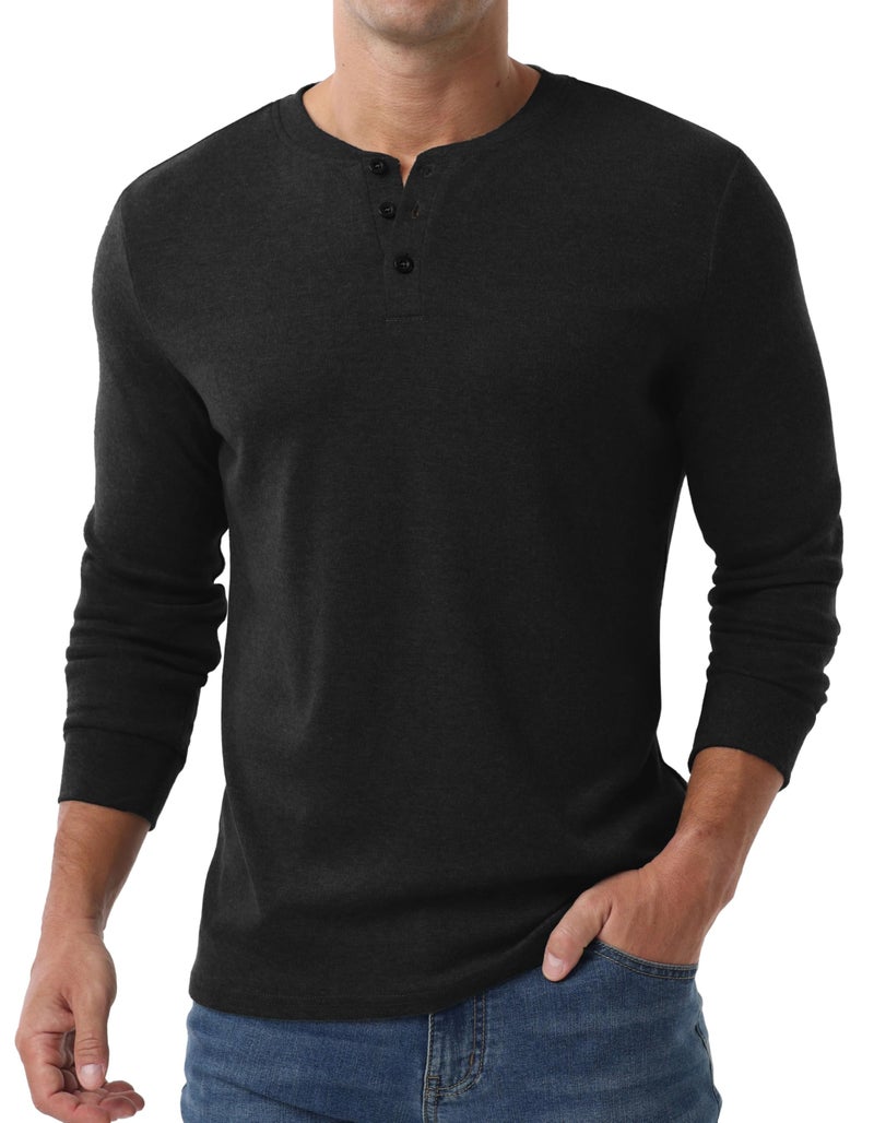 Sailwind Men's Henley Shirts Long Sleeve Casual Classic T-Shirts Button Henley Pullover Tee Black - Image 5