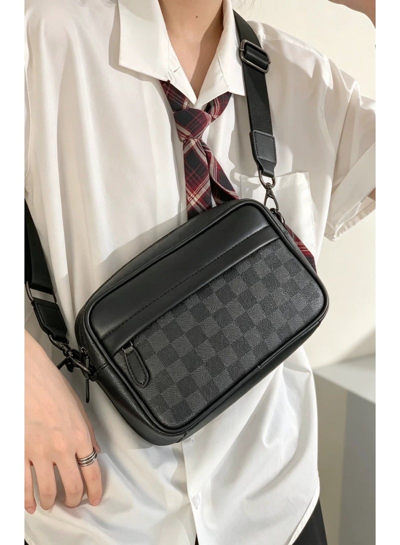 Casual Checkered Crossbody Bag Unisex Shoulder Bag Daily Travel Messenger Bag Fashionable Lightweight Bag Gift for Men Women - Image 4
