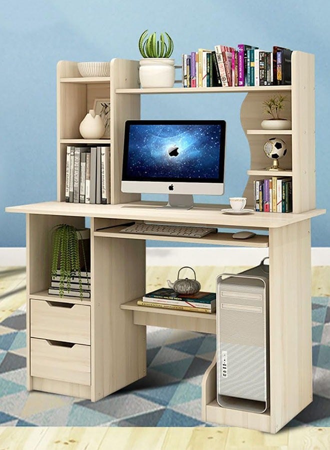 Generic Computer Desk with Bookshelf for Small Space, Wooden Desk/Work Table Teens Student Study Table Home Office Desk Computer Desk with Hutch  - Image 1