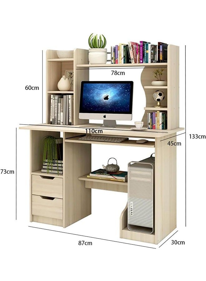 Generic Computer Desk with Bookshelf for Small Space, Wooden Desk/Work Table Teens Student Study Table Home Office Desk Computer Desk with Hutch  - Image 2