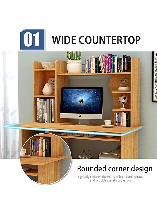 Generic Computer Desk with Bookshelf for Small Space, Wooden Desk/Work Table Teens Student Study Table Home Office Desk Computer Desk with Hutch  - Image 4