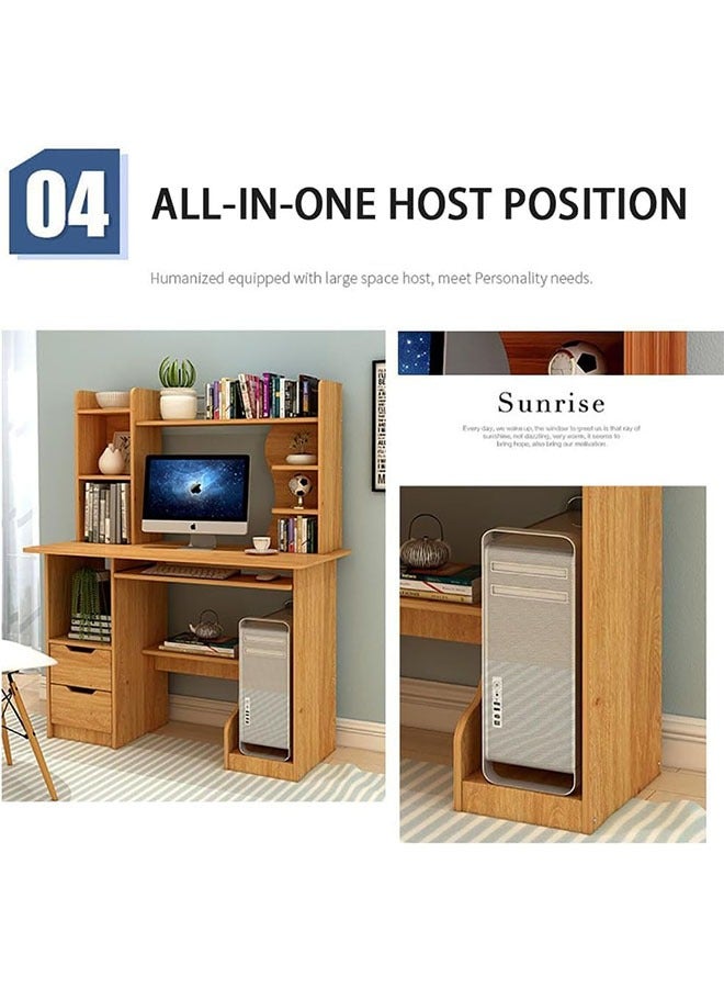Generic Computer Desk with Bookshelf for Small Space, Wooden Desk/Work Table Teens Student Study Table Home Office Desk Computer Desk with Hutch  - Image 5