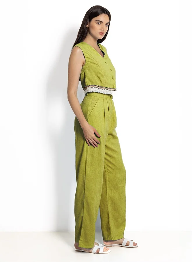 SHAPES DETAILED LINEN BLEND WAISTCOAT SET