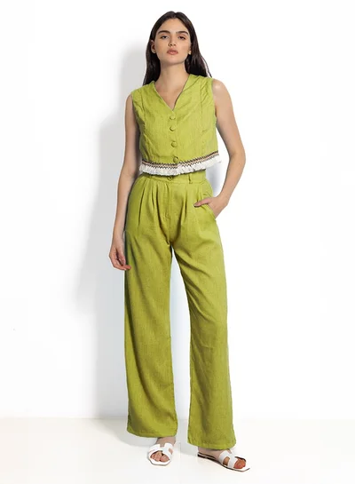 SHAPES DETAILED LINEN BLEND WAISTCOAT SET