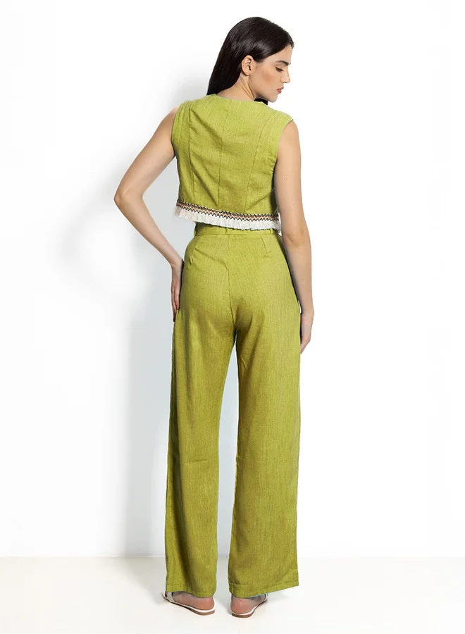 SHAPES DETAILED LINEN BLEND WAISTCOAT SET