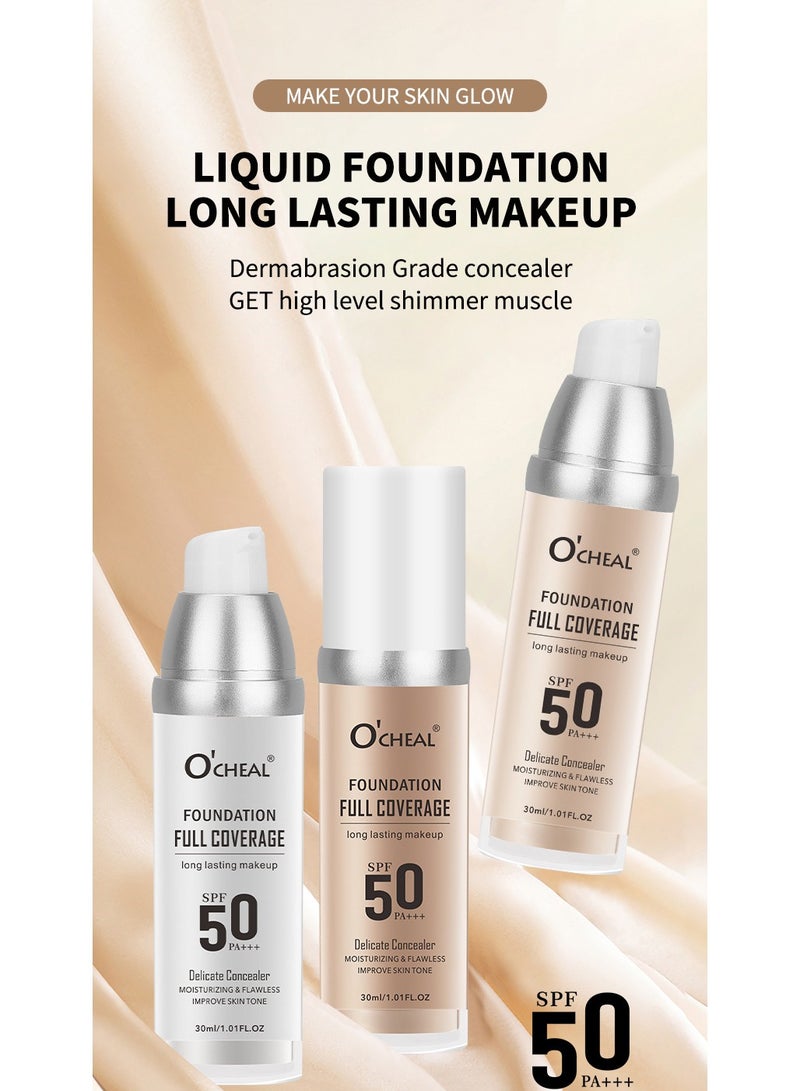 OCHEAL Full Coverage Foundation Colour Changing Foundation with SPF 50 Protection Sunscreen, Long Lasting Makeup,  Full Coverage Concealer Cream, Moisturizing and Flawelss - Image 2