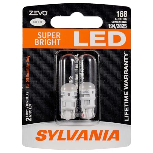 مصباح LED أبيض SYLVANIA ZEVO 168 T10 W5W يحتوي على 2 مصباح