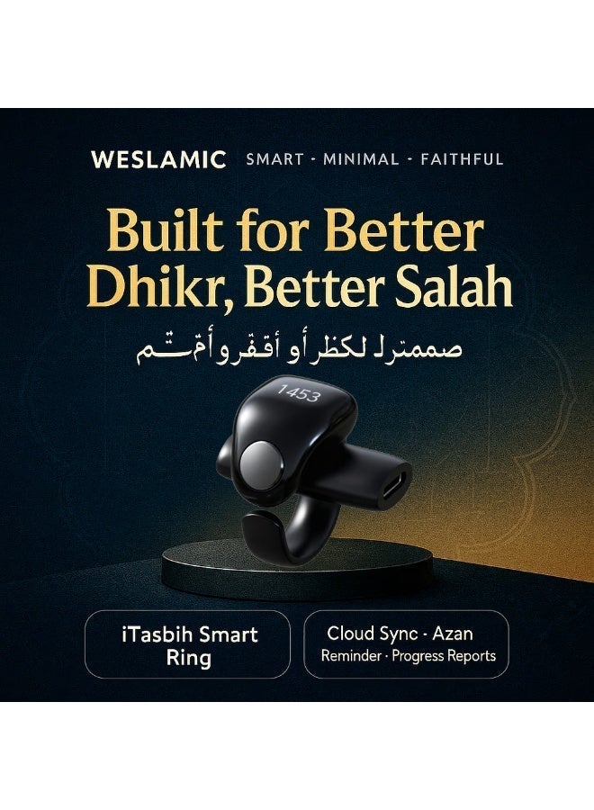 WESLAMIC Faith Smart Tasbih Zikr Ring Digital Prayer Counter with 5 Ring Sizes - Image 2