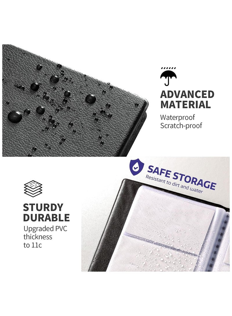 Professional PU Leather Business Card Holder Book Organizer - 400 Capacity Name Card Storage Journal with Hard Cover - Office Visiting Card Organizer for Men & Women - Slim Credit Card Holder Wallet (Black) - Image 5