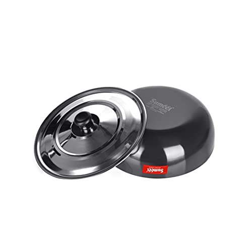 Sumeet 3mm Hard Anodized Deep Tasla with Stainless Steel Lid Size No. - 10 (18.5cm Dia. 1.3L Capacity) - Image 5