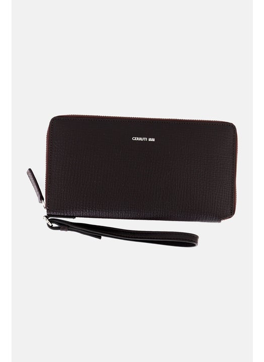 Men Brand Logo Wallet, Dark Brown