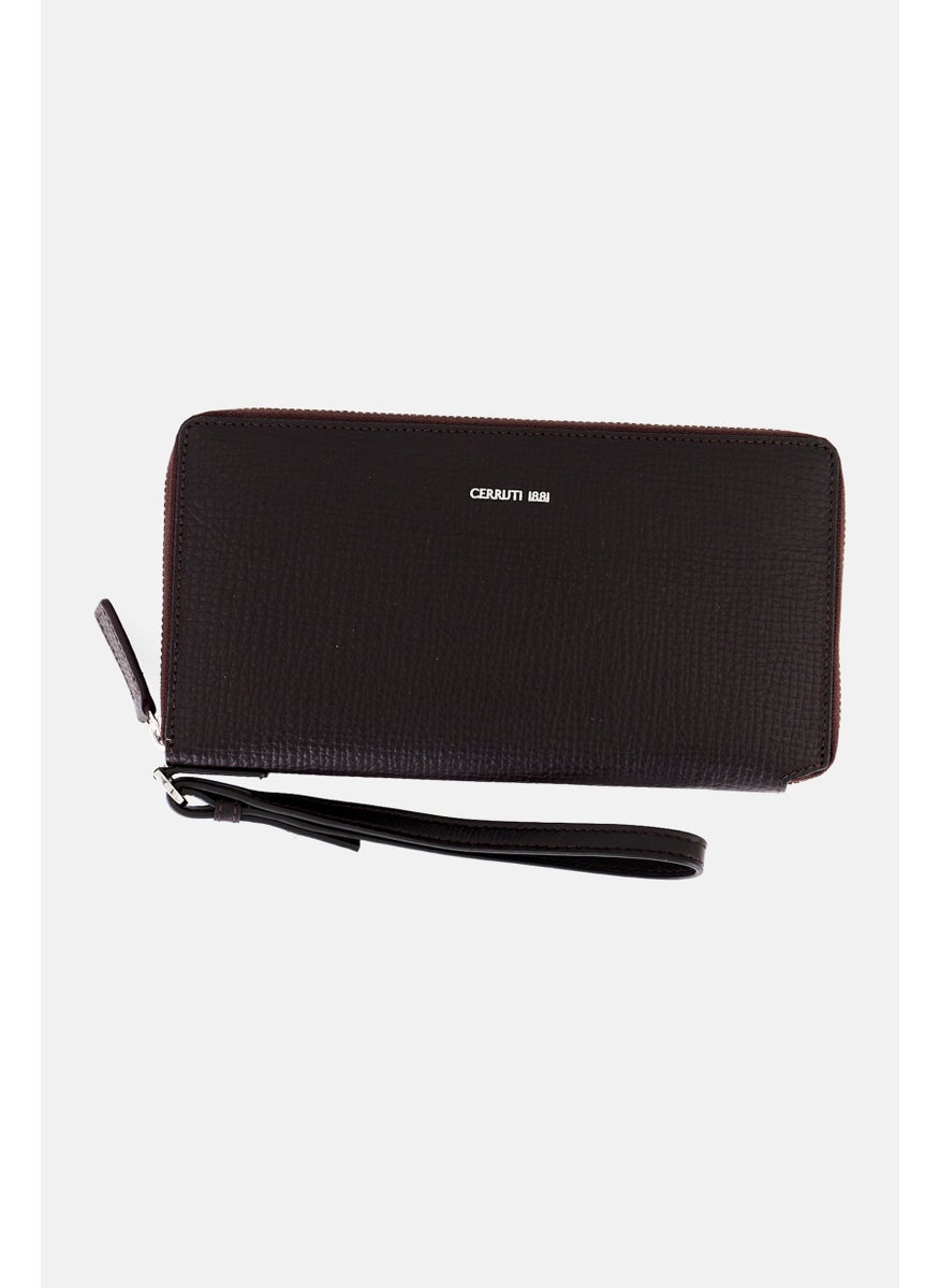 Men Brand Logo Wallet, Dark Brown