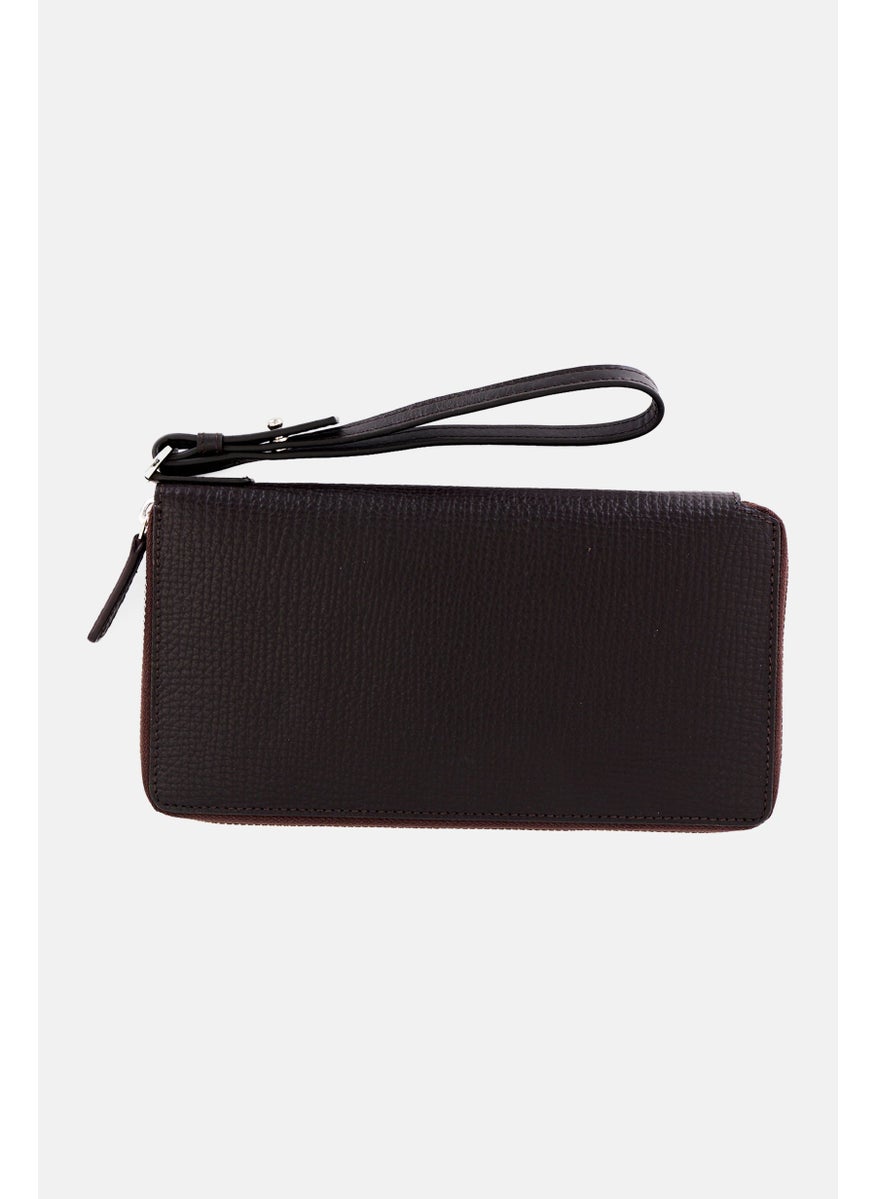 Men Brand Logo Wallet, Dark Brown