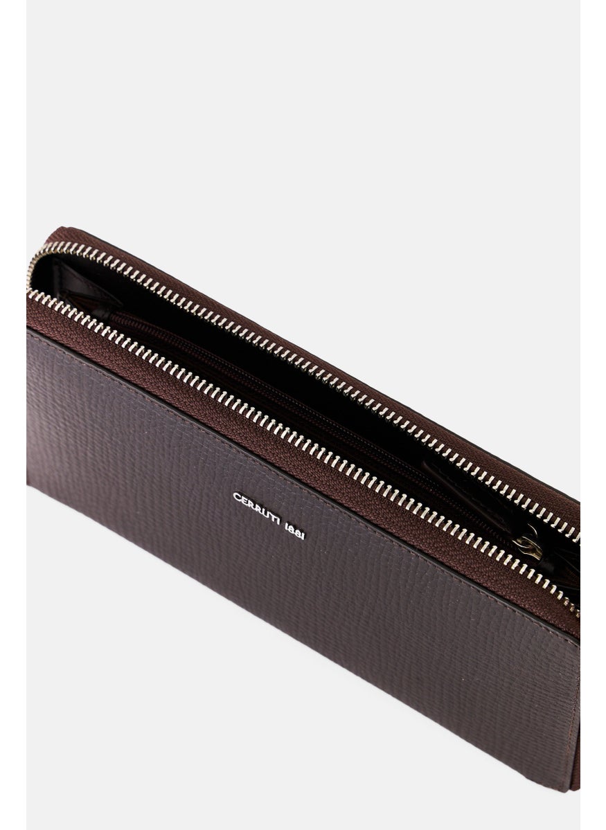Men Brand Logo Wallet, Dark Brown