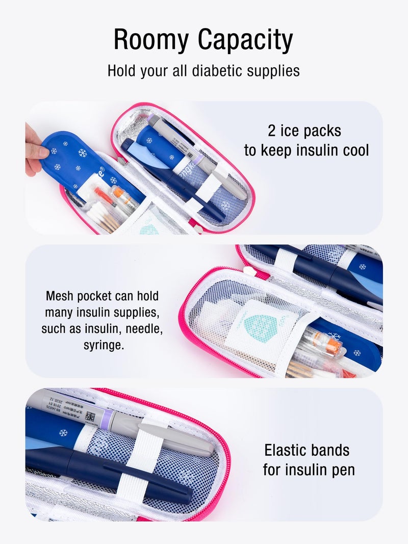 LengKe Leng Ke Insulin Cooler Travel Case with 2 TSA Approved Ice Packs - Diabetic Cooler TravelCase for Diabetic Supplies, Refrigerated Medicine Travel Case(Red) - Image 4