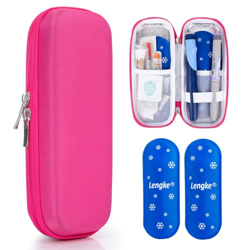 LengKe Leng Ke Insulin Cooler Travel Case with 2 TSA Approved Ice Packs - Diabetic Cooler TravelCase for Diabetic Supplies, Refrigerated Medicine Travel Case(Red) - Image 1