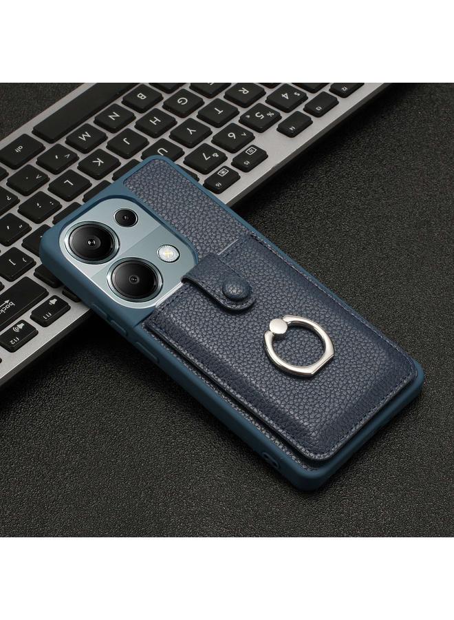 S-TOP Case For Redmi Note 13 Pro 4G Litchi Texture Drawing Card Bag Ring Holder Phone Case - Image 2