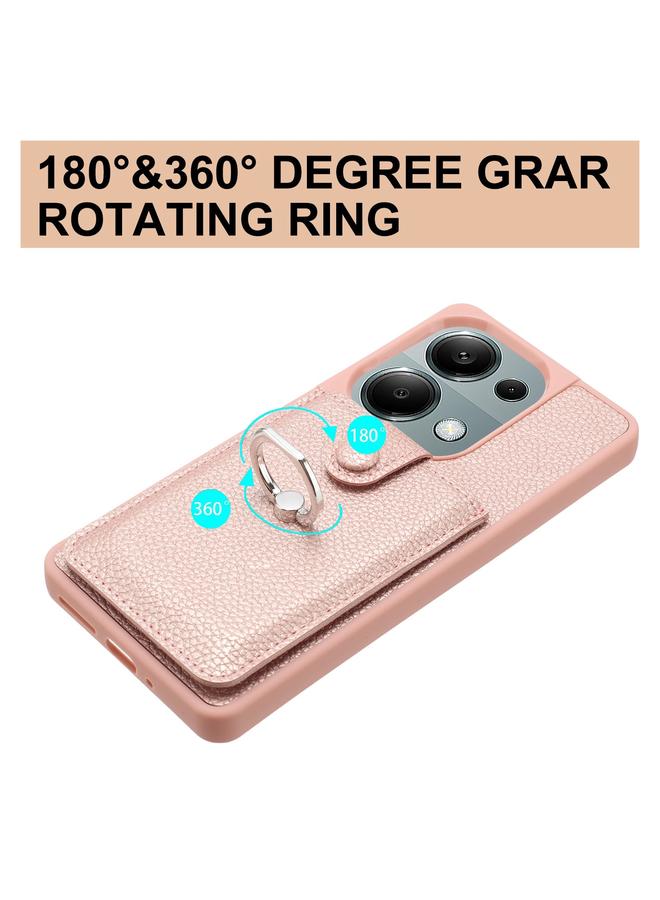 S-TOP Case For Redmi Note 13 Pro 4G Litchi Texture Drawing Card Bag Ring Holder Phone Case - Image 3