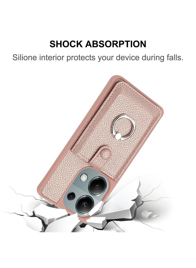 S-TOP Case For Redmi Note 13 Pro 4G Litchi Texture Drawing Card Bag Ring Holder Phone Case - Image 5