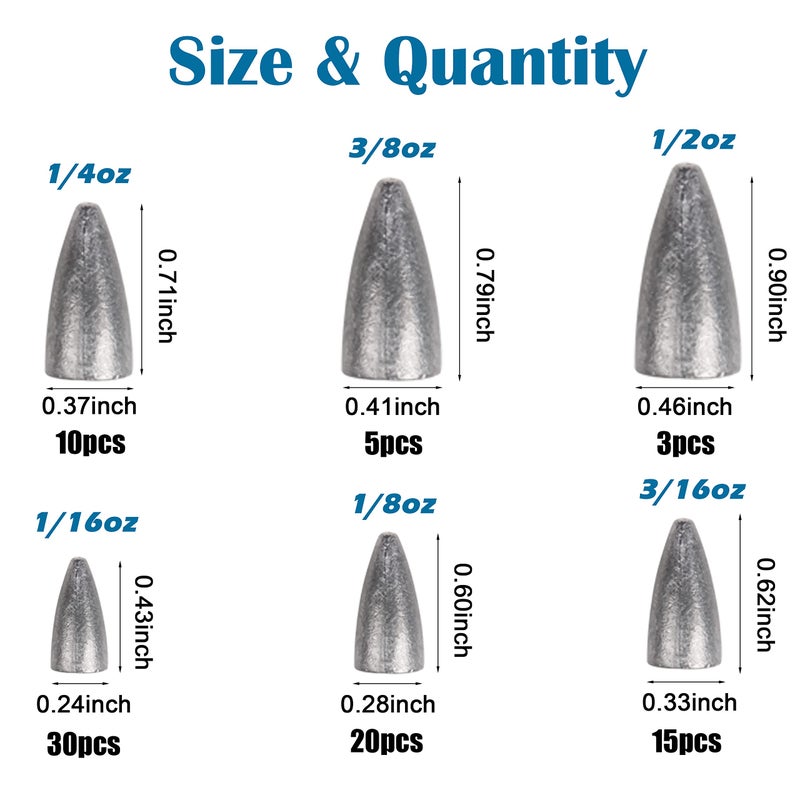 Shaddock Fishing طقم أوزان صيد الديدان، مجموعة أوزان صيد الباس مع صندوق أدوات الصيد لصيد المياه العذبة والمالحة (83 قطعة أوزان) - Image 2
