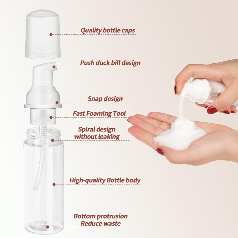 JIUZHU Foam Pump Bottle 10 Pcs 2oz Foaming Soap Pump Dispenser BPA Free for Cleaning, Travel, Cosmetics Packaging, Hand Soap Foaming, Wash Eyelashes, Shampoo - Image 5
