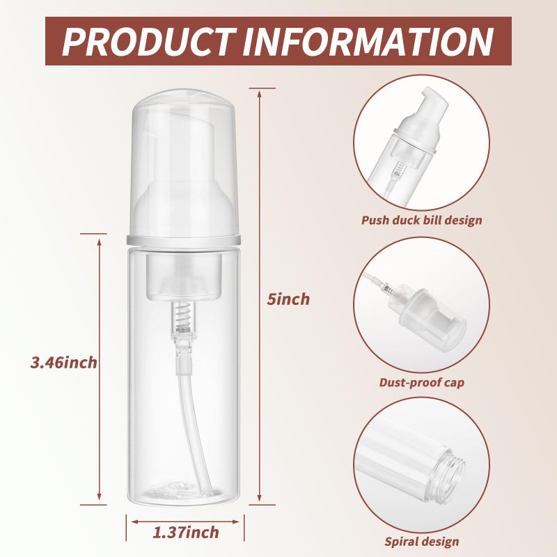 JIUZHU Foam Pump Bottle 10 Pcs 2oz Foaming Soap Pump Dispenser BPA Free for Cleaning, Travel, Cosmetics Packaging, Hand Soap Foaming, Wash Eyelashes, Shampoo - Image 2