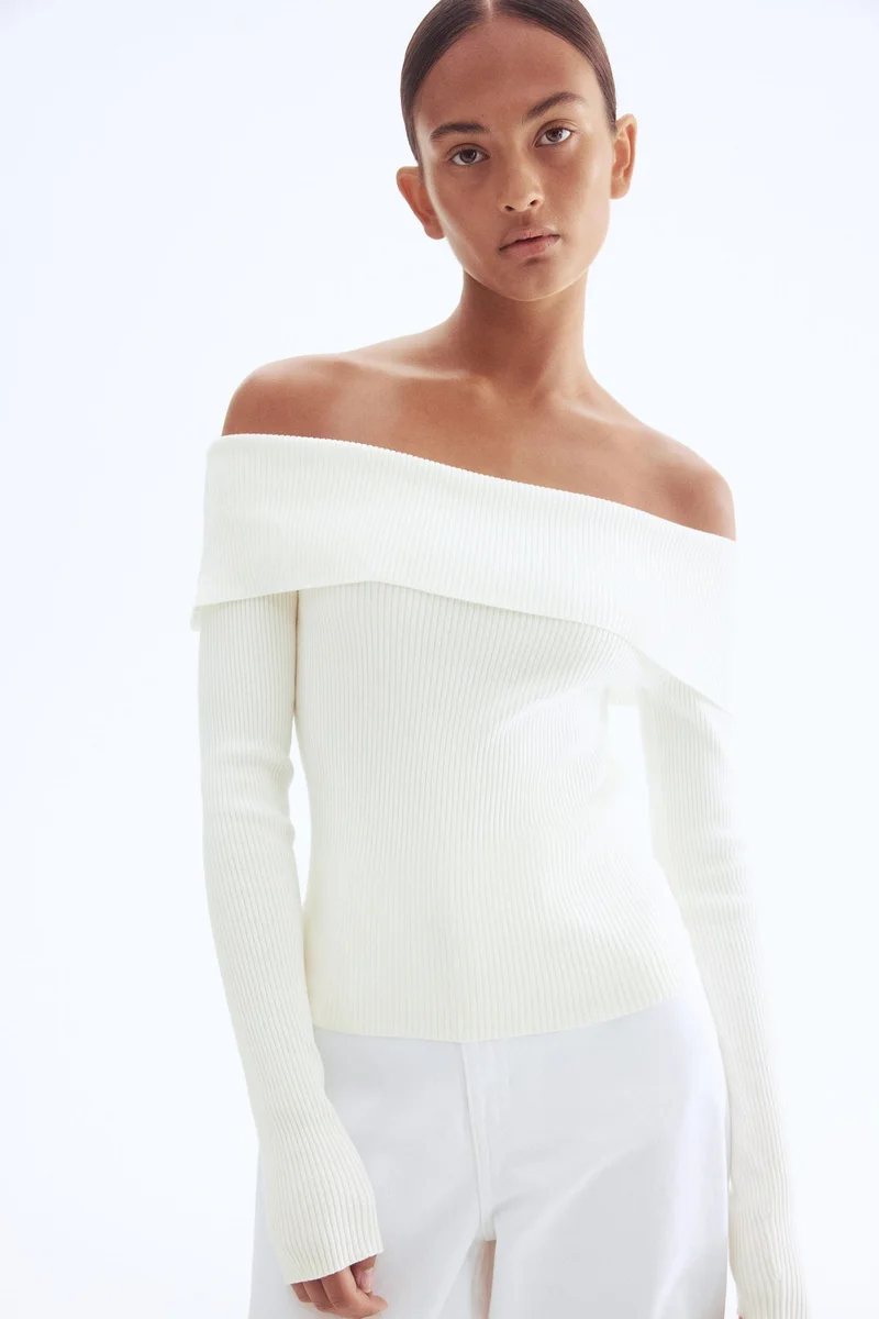 H&M Rib-knit off-the-shoulder top
