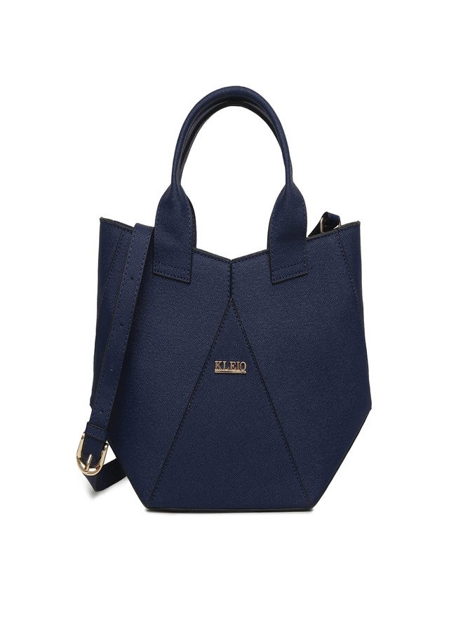 KLEIO Geometrical Vegan PU Leather Top Handle Satchel Shoulder handbag with long Strap for Womens/Ladies (HO9059KL-RB) (Royal Blue) - Image 1
