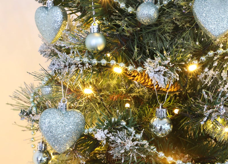 Christmas Concepts® Pack of 25-25mm Mini Christmas Tree Baubles - Shiny, Matte & Glitter Decorated Ornaments (Mint Green) - Image 2