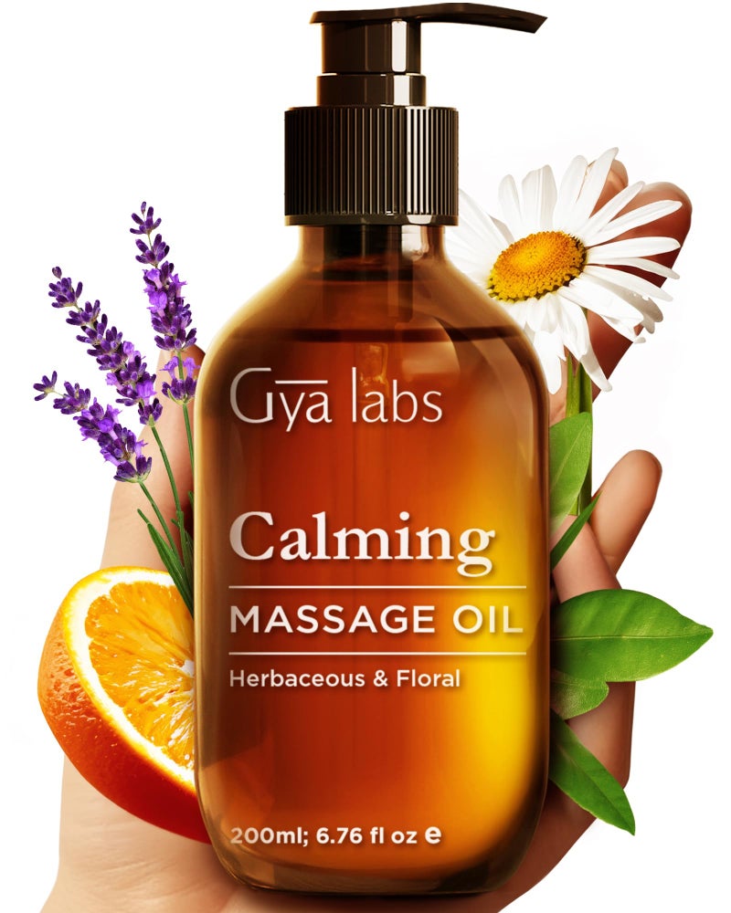 Gya Labs Calming Massage Oil - 6.76 Fl Oz - Non-Greasy Formula for Sore Muscles, Deep Relaxation & All Skin Types - Suitable for Men & Women - Image 1