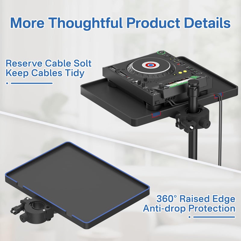 Chunxiao Functional Microphone Stand Tray with Adjustable Mic Stand Phone Holder - 8.7"x6.5" Mic Stand Tray Shelf Clamp-On Music Stand Accessory for Live Streaming Karaoke Recording - Image 3