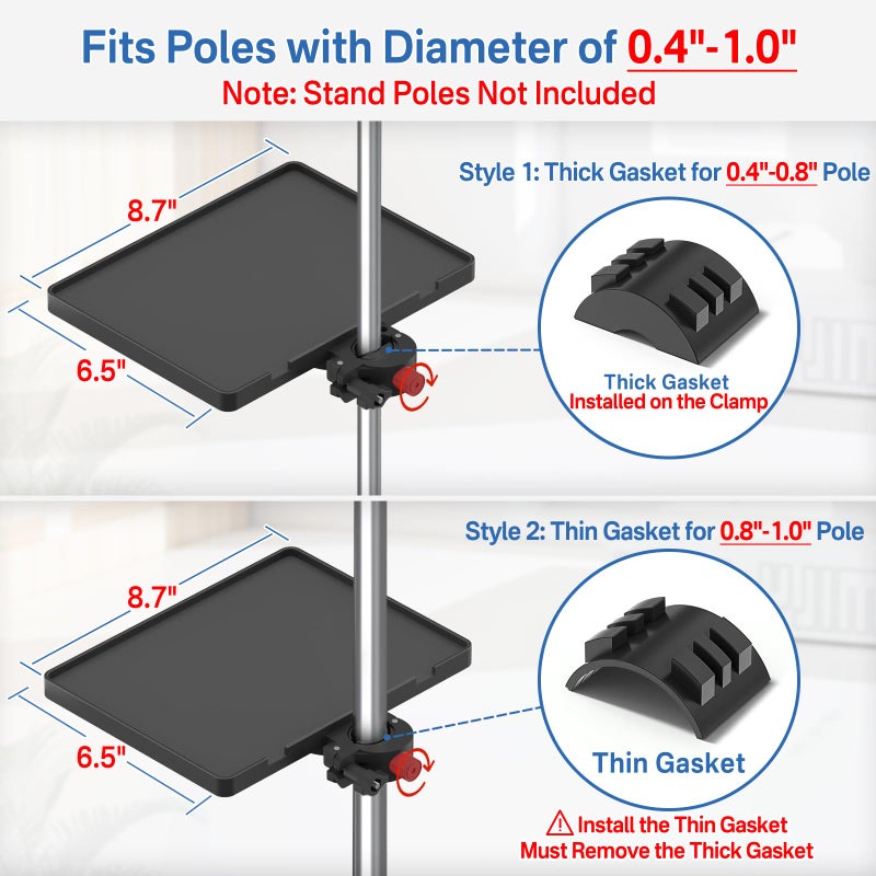 Chunxiao Functional Microphone Stand Tray with Adjustable Mic Stand Phone Holder - 8.7"x6.5" Mic Stand Tray Shelf Clamp-On Music Stand Accessory for Live Streaming Karaoke Recording - Image 5