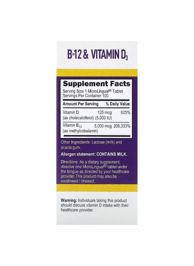 Superior Source Superior Source, Methylcobalamin B-12 & Vitamin D3, 100 MicroLingual Instant Dissolve Tablets  - Image 2