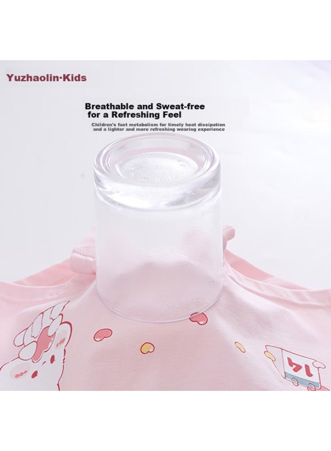 YUZHAOLIN Yuzhaolin Children's Underwear Girls' Class A Cotton Underwear Baby Square Pants Four Seasons Underwear Pink Bunny/4 Pieces 140  - Image 3