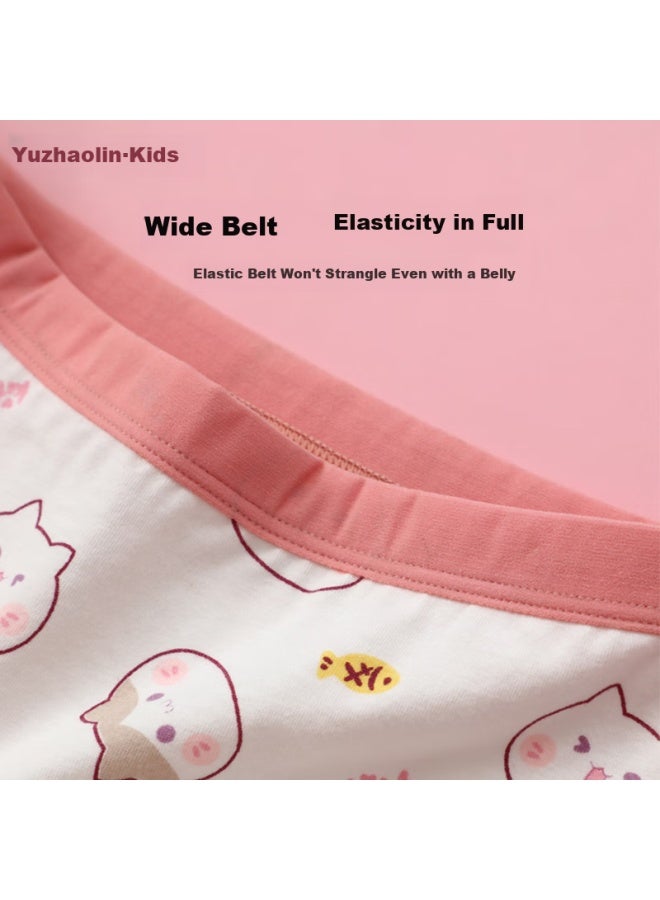 YUZHAOLIN Yuzhaolin Children's Underwear Girls' Class A Cotton Underwear Baby Square Pants Four Seasons Underwear Pink Bunny/4 Pieces 140  - Image 5