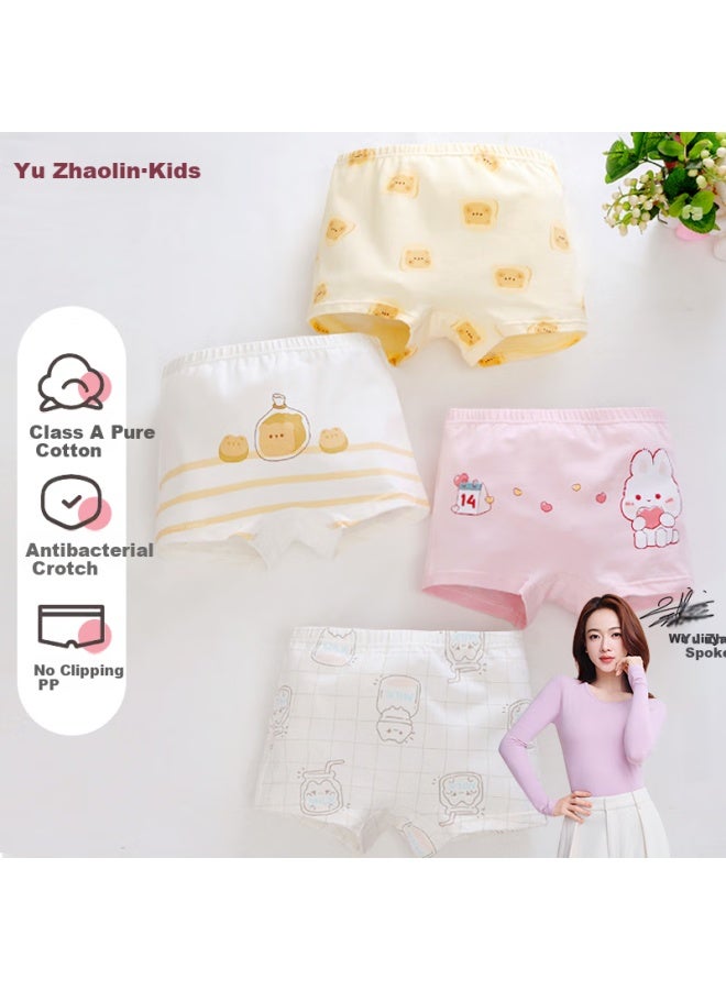 YUZHAOLIN Yuzhaolin Children's Underwear Girls' Class A Cotton Underwear Baby Square Pants Four Seasons Underwear Pink Bunny/4 Pieces 140  - Image 1