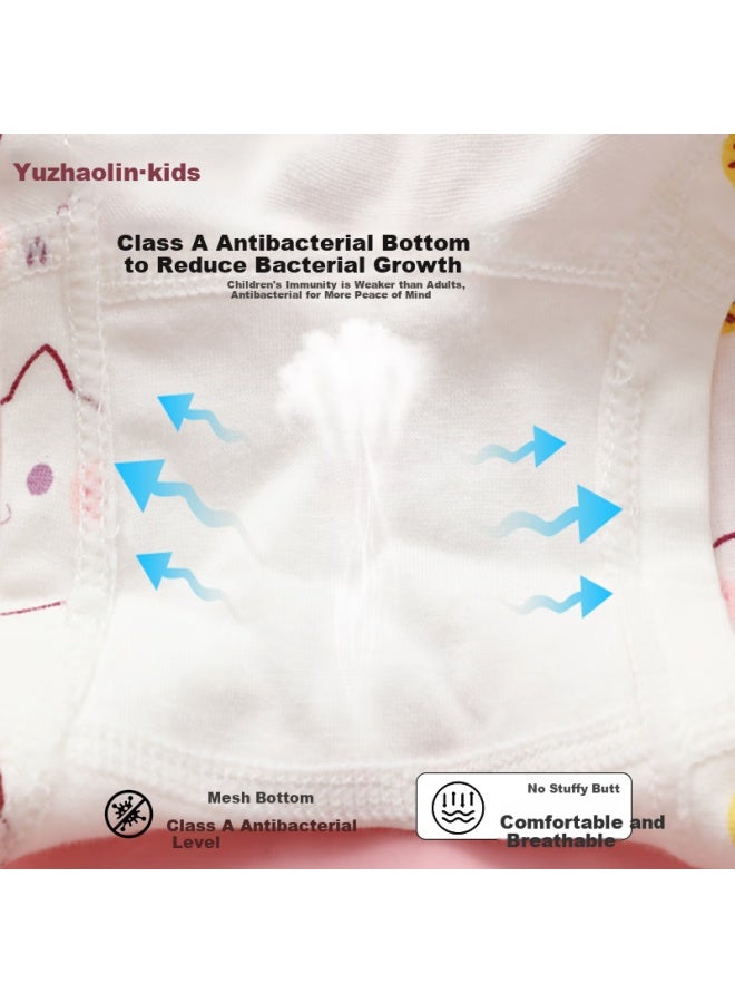 YUZHAOLIN Yuzhaolin Children's Underwear Girls' Class A Cotton Underwear Baby Square Pants Four Seasons Underwear Pink Bunny/4 Pieces 140  - Image 4