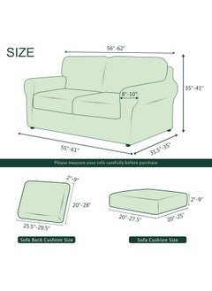 CHUN YI 5 Piece Loveseat Couch Covers, Stretch 2 Seater Sofa Slipcover With 2 Separate Backrest And Cushion Covers With Elastic Band, Love Seat Cover Checks Spandex Fabric(Medium, Gray)  - Image 5