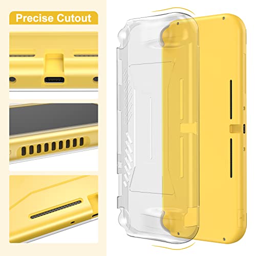 innoAura Switch Lite Case 18-in-1 Accessories Bundle for NS Switch Lite (2019), with Protective Carrying Case, Game Holder, Screen Protector & Cute Thumb Grips, Yellow - Image 5