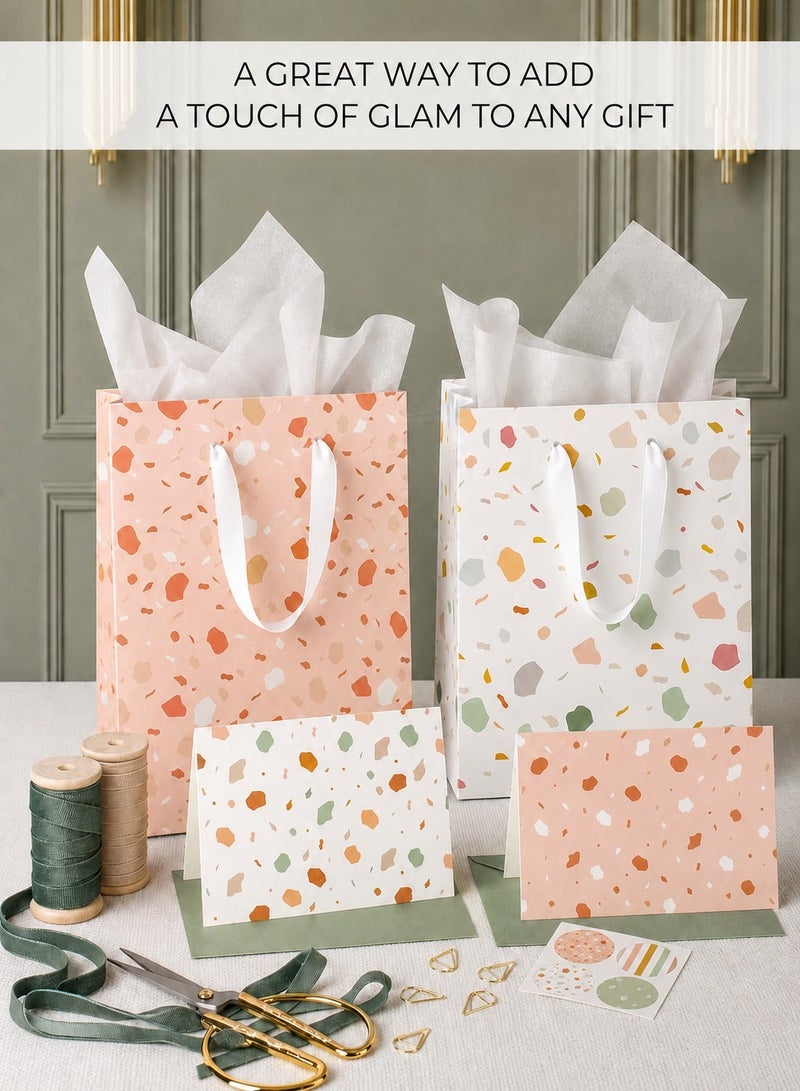 CUNUUDOOL Beautiful Gift Bags Set of 4, Medium Sized Bags with Handles incl. Matching Tissue Paper, Cards & Small Stickers, Reusable & For Presents of Any Birthday, Weddings, Mothers Day & Other Occasion. - Image 5