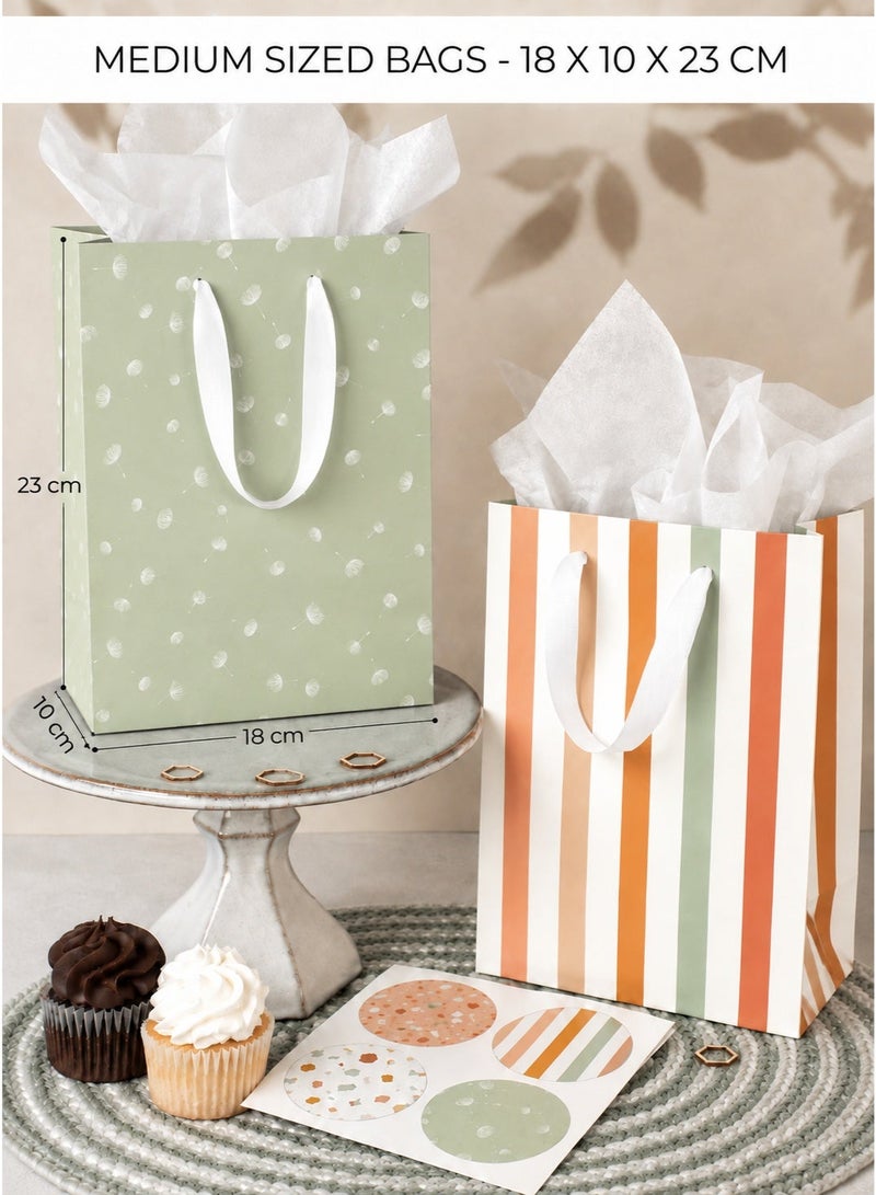 CUNUUDOOL Beautiful Gift Bags Set of 4, Medium Sized Bags with Handles incl. Matching Tissue Paper, Cards & Small Stickers, Reusable & For Presents of Any Birthday, Weddings, Mothers Day & Other Occasion. - Image 4