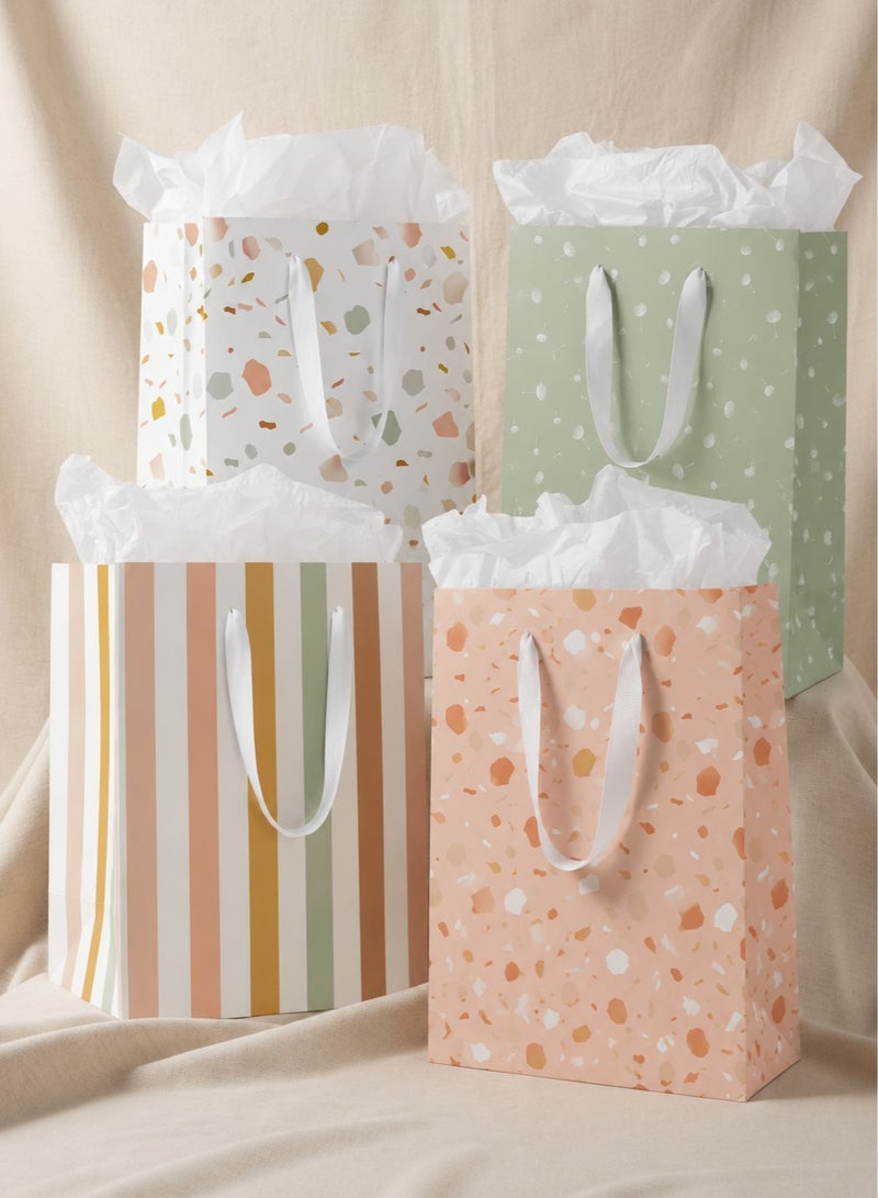 CUNUUDOOL Beautiful Gift Bags Set of 4, Medium Sized Bags with Handles incl. Matching Tissue Paper, Cards & Small Stickers, Reusable & For Presents of Any Birthday, Weddings, Mothers Day & Other Occasion. - Image 2