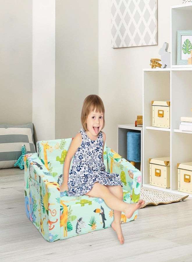 decalsweet Foldable Kids Sofas Couch 2 in 1 Children Convertible Sofa to Lounger Flip Open Toddlers Sofa Bed - Image 2