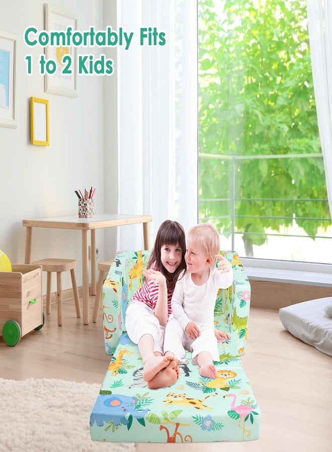 decalsweet Foldable Kids Sofas Couch 2 in 1 Children Convertible Sofa to Lounger Flip Open Toddlers Sofa Bed - Image 4
