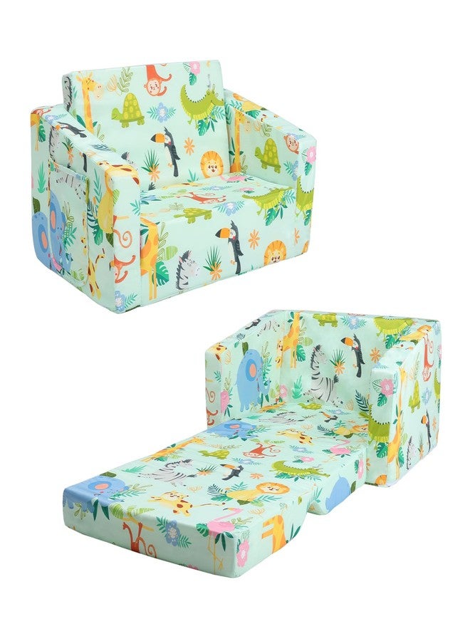 decalsweet Foldable Kids Sofas Couch 2 in 1 Children Convertible Sofa to Lounger Flip Open Toddlers Sofa Bed - Image 1