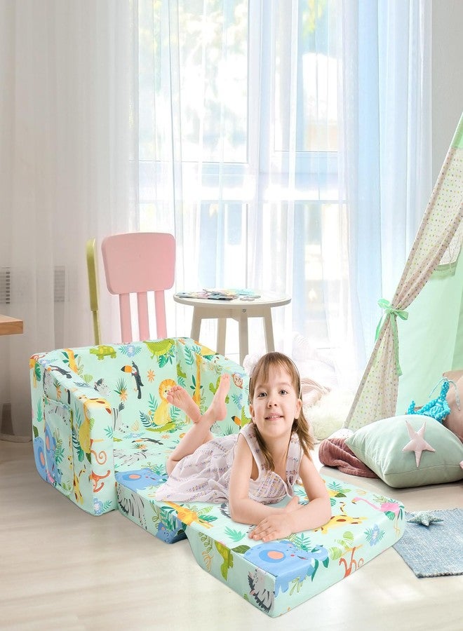 decalsweet Foldable Kids Sofas Couch 2 in 1 Children Convertible Sofa to Lounger Flip Open Toddlers Sofa Bed - Image 3