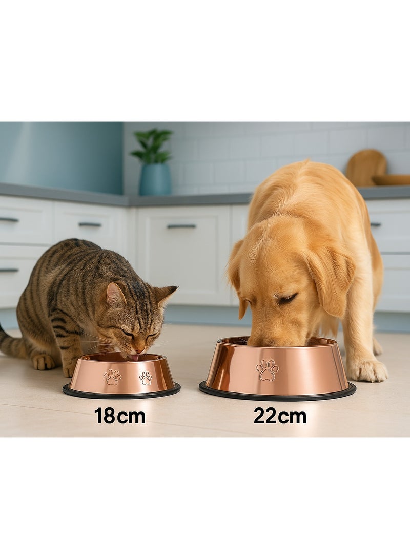 2Pcs Stainless Steel Cat and dog Bowls with Rubber Base Non-Slip Kitten Rabbit Puppy Dish, Pets Feeder Bowl, and Water Bowl rose - Image 4