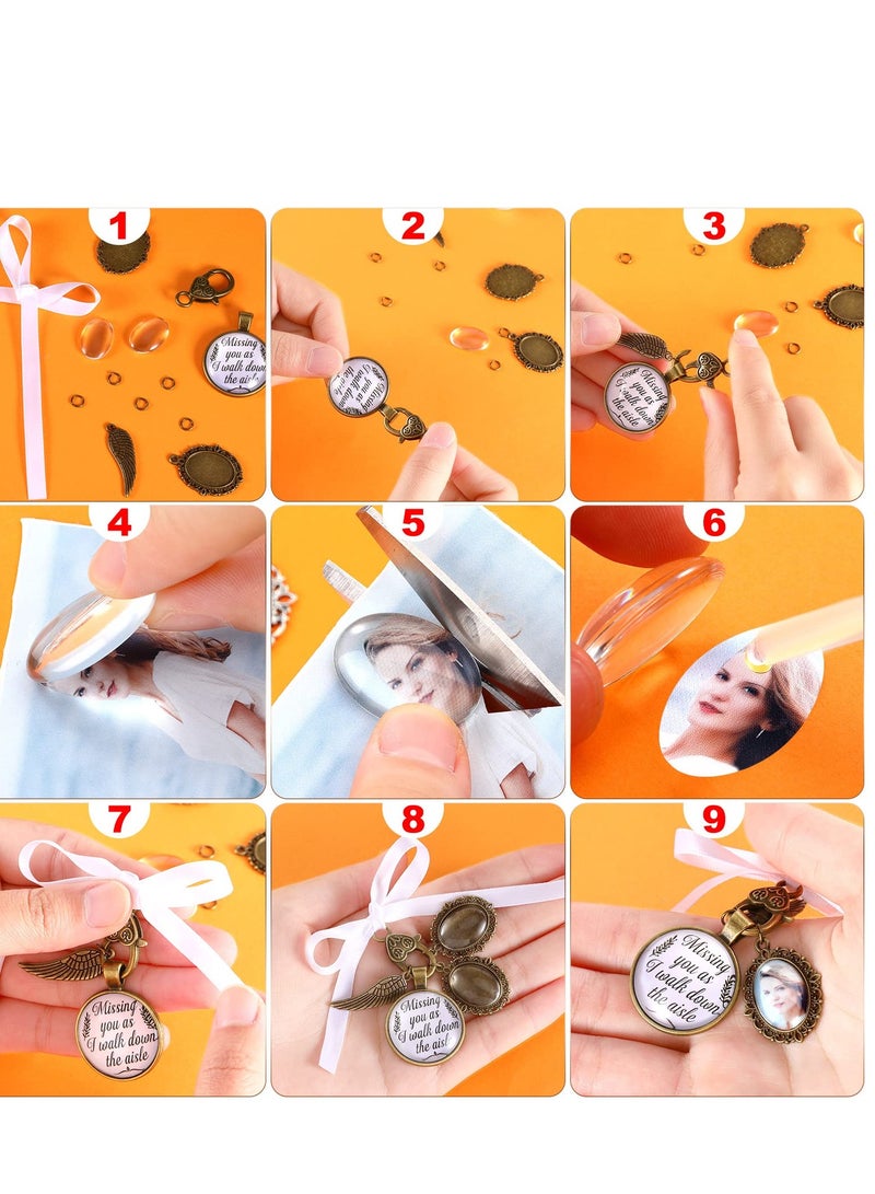 Excefore Bouquet Photo Charm Bridal Bouquet Charm Wedding Photo Bouquet Charm Jewelry Gift Custom Memorial Photo Keepsake for Bridal Shower Wedding Bachelor Party 2PCS - Image 4