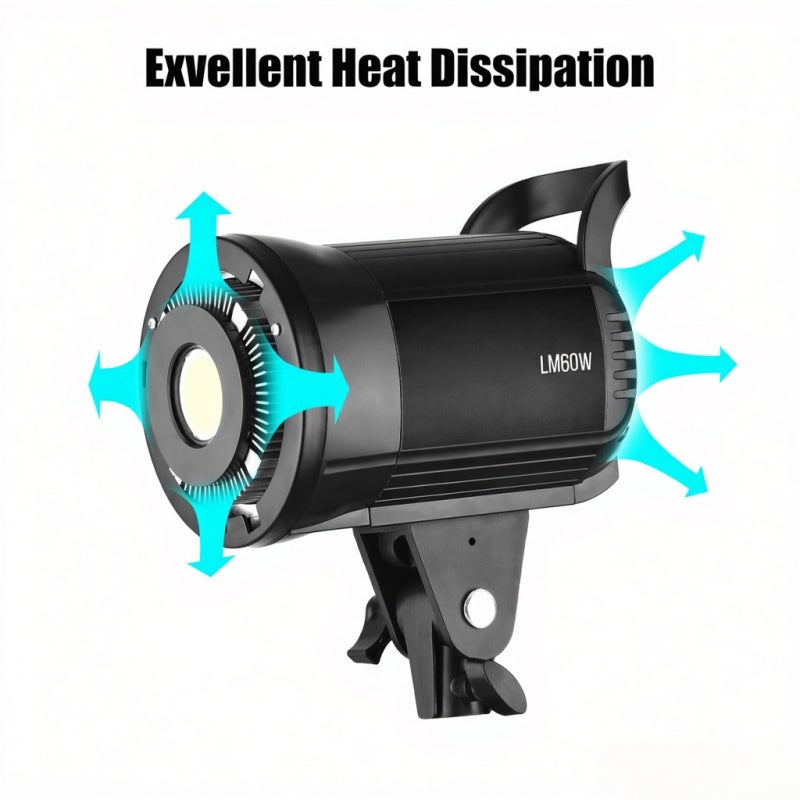 LED Video Light 60W High Power - Portable Dimmable 0% To 100% Brightness Photography LED Light - 95+ CRI Color Fidelity for Studio Portrait Outdoor Filmmaking - Image 4